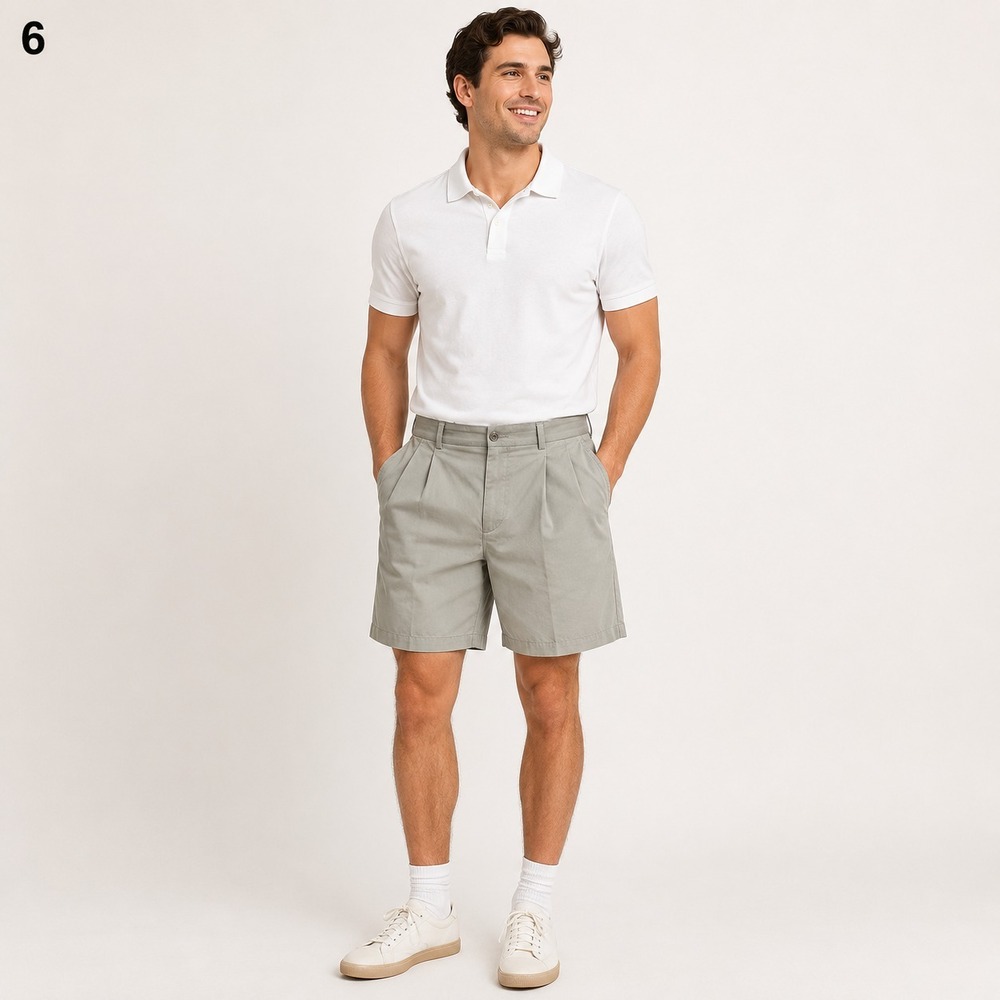 Ping Preppy Golf Shorts Mens 36 Tan Polyester Rayon Blend Pleated Pockets